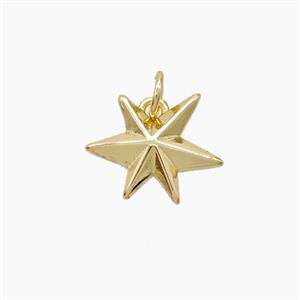 Copper Star Pendant Gold Plated, approx 13-14mm