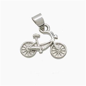 Copper Bicycle Pendant Platinum Plated, approx 10-16mm