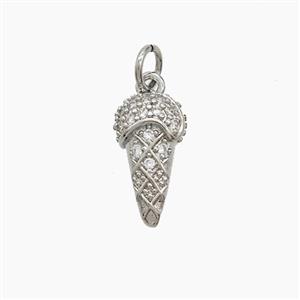 Copper Ice Cream Pendant Pave Zirconia Platinum Plated, approx 8-14mm