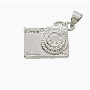 Copper Camera Pendant Candy Platinum Plated, approx 13-16mm