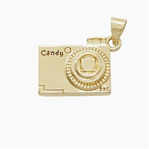 Copper Camera Pendant Candy Gold Plated, approx 13-16mm