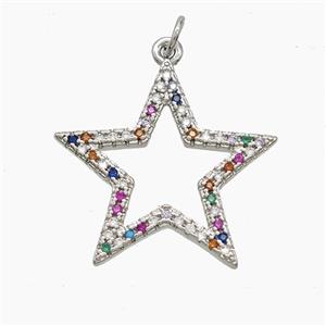 Copper Star Pendant Pave Zirconia Platinum Plated, approx 25mm