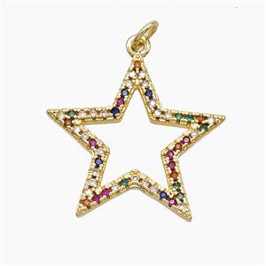 Copper Star Pendant Pave Zirconia Gold Plated, approx 25mm