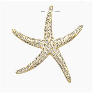 Copper Starfish Pendant Pave Zirconia Gold Plated, approx 30mm