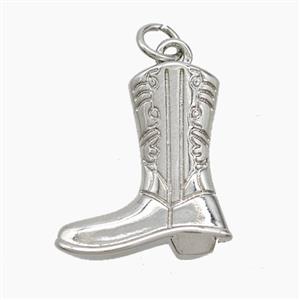 Cowboy Boots Copper Shoes Pendant Platinum Plated, approx 17-19mm