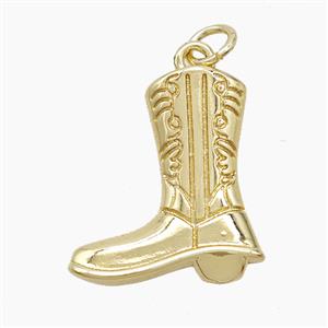 Cowboy Boots Copper Shoes Pendant Gold Plated, approx 17-19mm