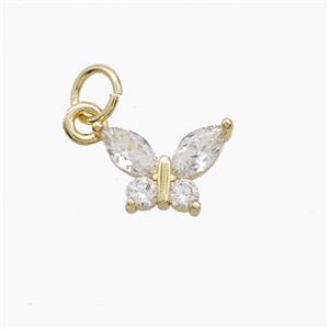 Copper Butterfly Pendant Pave Zirconia Gold Plated, approx 7-11mm