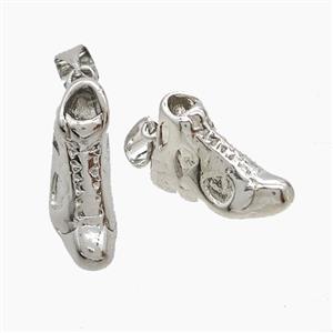 Copper Shoes Pendant Platinum Plated, approx 10-19mm