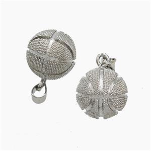 Copper Basketball Pendant Sports Platinum Plated, approx 14mm