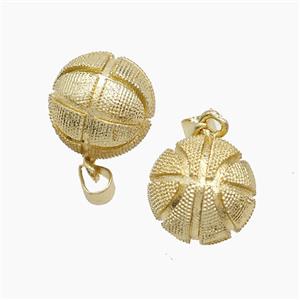Copper Basketball Pendant Sports Gold Plated, approx 14mm
