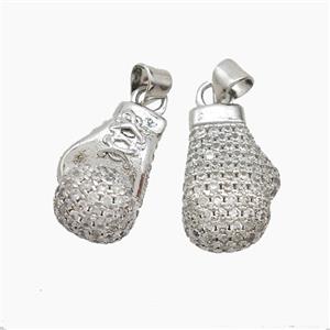 Baseball Gloves Copper Pendant Pave Zirconia Sports Platinum Plated, approx 11-18mm