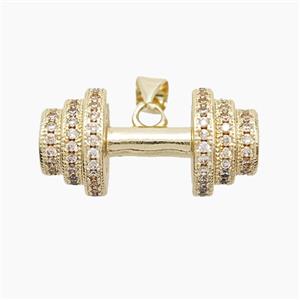 Copper Barbell Pendant Pave Zirconia Sports Gold Plated, approx 13-25mm