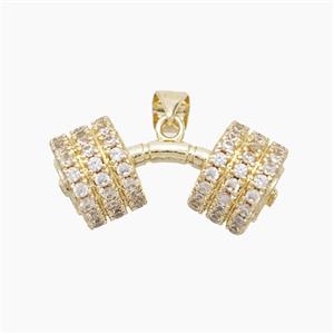 Copper Barbell Pendant Pave Zirconia Sports Gold Plated, approx 10-25mm