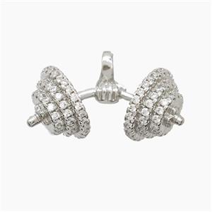 Copper Barbell Pendant Pave Zirconia Sports Platinum Plated, approx 14-30mm