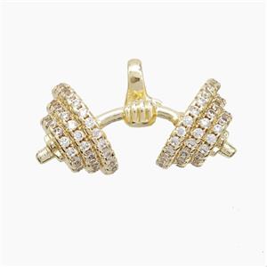 Copper Barbell Pendant Pave Zirconia Sports Gold Plated, approx 14-30mm