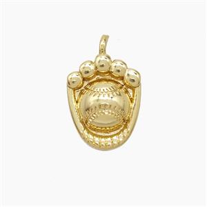 Copper Baseball And Glove Pendant Sports Gold Plated, approx 10-13mm