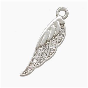 Copper Angel Wings Pendant Pave Zirconia Platinum Plated, approx 6-20mm