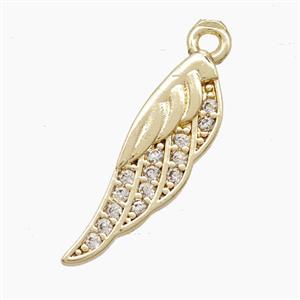 Copper Angel Wings Pendant Pave Zirconia Gold Plated, approx 6-20mm