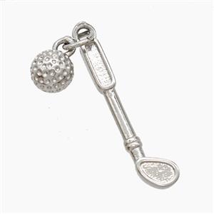 Copper Golf And Ball Pendant Sports Platinum Plated, approx 6mm, 5.5-24mm