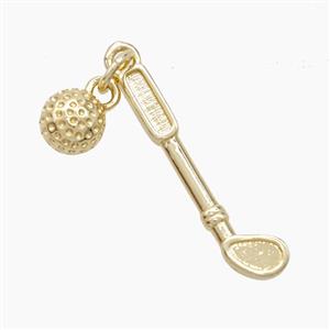 Copper Golf And Ball Pendant Sports Gold Plated, approx 6mm, 5.5-24mm
