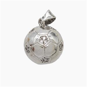 Copper Football Pendant Pave Zirconia Platinum Plated, approx 14mm