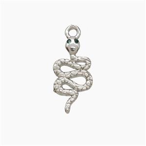 Copper Snake Pendant Pave Zirconia Platinum Plated, approx 8-15mm