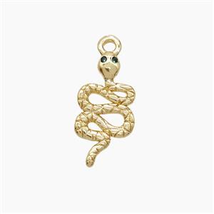 Copper Snake Pendant Pave Zirconia Gold Plated, approx 8-15mm