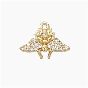 Copper Bee Pendant Pave Zirconia Gold Plated, approx 13-16mm