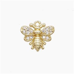Copper Honeybee Pendant Pave Zirconia Gold Plated, approx 11-14mm