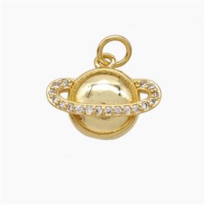 Copper Planet Pendant Pave Zirconia Gold Plated, approx 10-16mm
