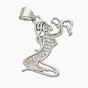Copper Mother And Baby Pendant Pave Zirconia Platinum Plated, approx 13-20mm