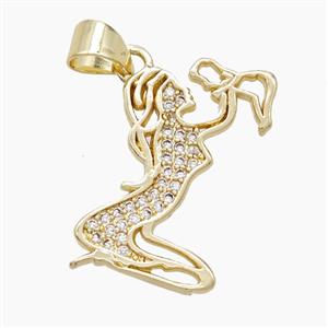 Copper Mother And Baby Pendant Pave Zirconia Gold Plated, approx 13-20mm