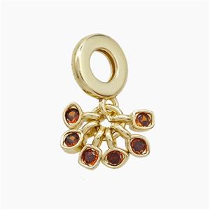 Copper Pendant Pave Zirconia Gold Plated, approx 3mm, 10mm dia