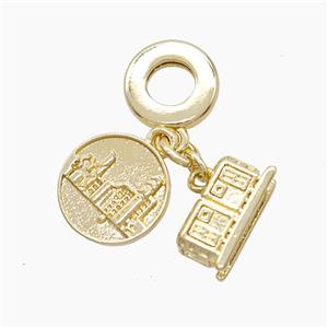 Copper House Pendant Gold Plated, approx 6-12mm, 10mm dia