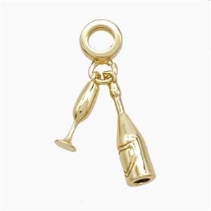 Copper Wine Bottle And Cup Pendant Gold Plated, approx 4-17mm, 7mm dia