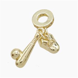 Copper Baseball And Bat Helmet Pendant Gold Plated, approx 8-11mm, 8-17mm, 10mm dia
