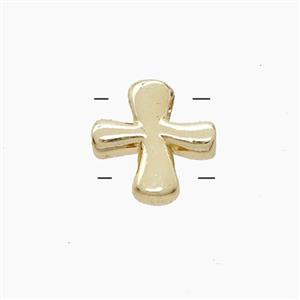 Copper Cross Beads 2holes Gold Plated, approx 11mm
