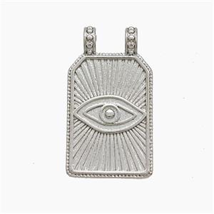 Copper Eye Pendant 2loops Rectangle Platinum Plated, approx 13-24mm