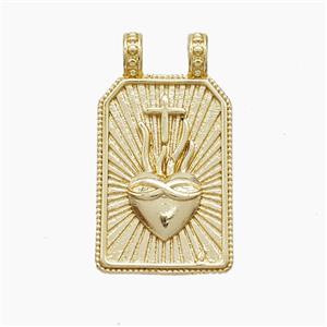 Copper Heart Pendant 2loops Rectangle Cross Gold Plated, approx 13-24mm