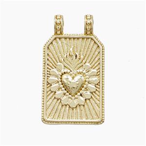 Copper Heart Pendant 2loops Rectangle Gold Plated, approx 13-24mm