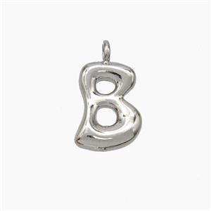 Copper Letter-B Pendant Platinum Plated, approx 10-12mm