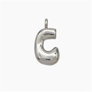 Copper Letter-C Pendant Platinum Plated, approx 10-12mm