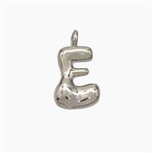 Copper Letter-E Pendant Platinum Plated, approx 10-12mm