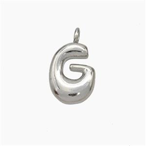 Copper Letter-G Pendant Platinum Plated, approx 10-12mm