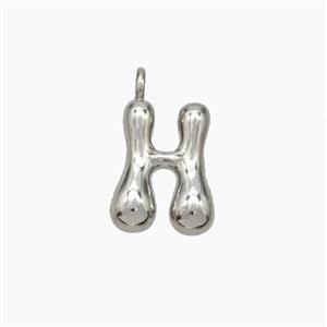 Copper Letter-H Pendant Platinum Plated, approx 10-12mm