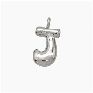 Copper Letter-J Pendant Platinum Plated, approx 10-12mm