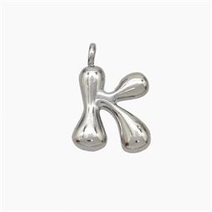 Copper Letter-K Pendant Platinum Plated, approx 10-12mm