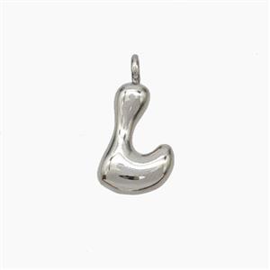 Copper Letter-L Pendant Platinum Plated, approx 10-12mm