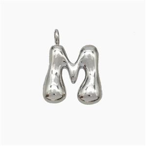 Copper Letter-M Pendant Platinum Plated, approx 10-12mm
