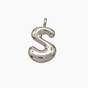 Copper Letter-S Pendant Platinum Plated, approx 10-12mm